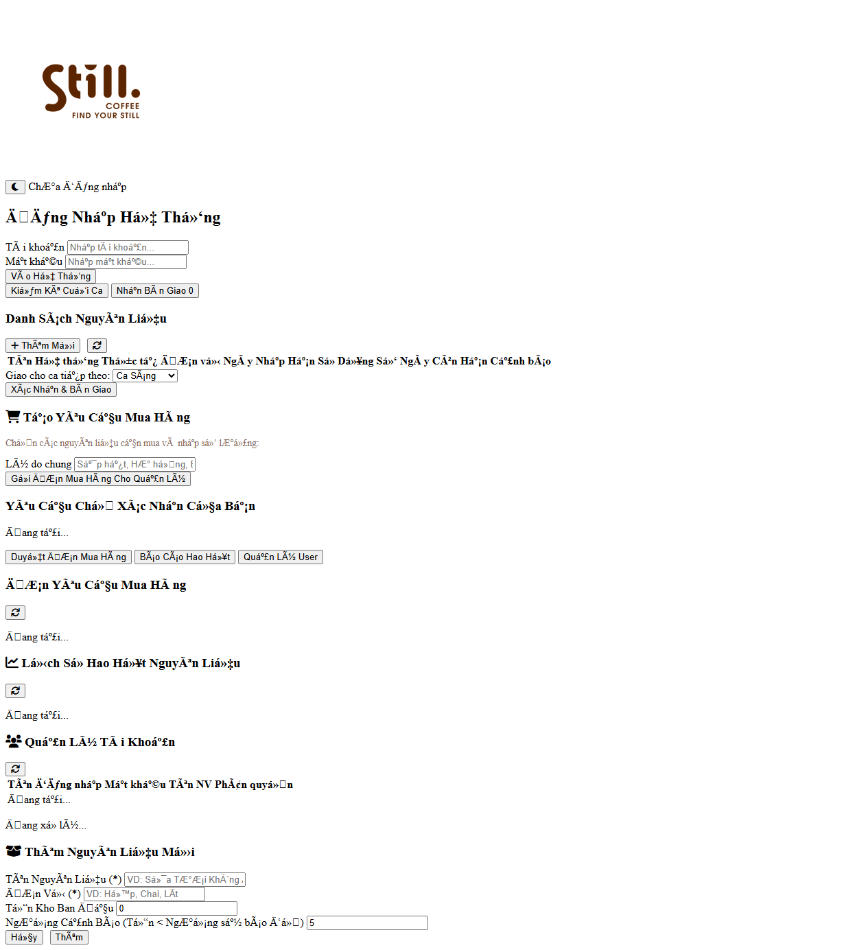 Hệ Thống Quản Lý Quán Cafe - GAS Web App