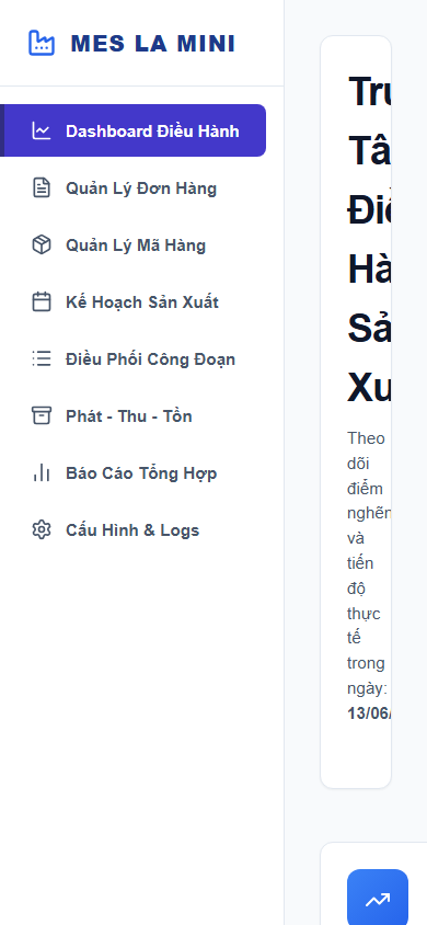 Giao Diện Mobile - Dashboard Sản Xuất May Mặc
