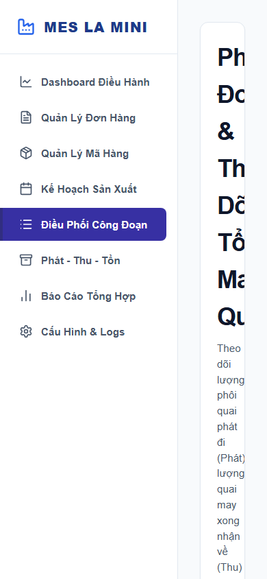 Giao Diện Mobile - Điều Phối Công Đoạn