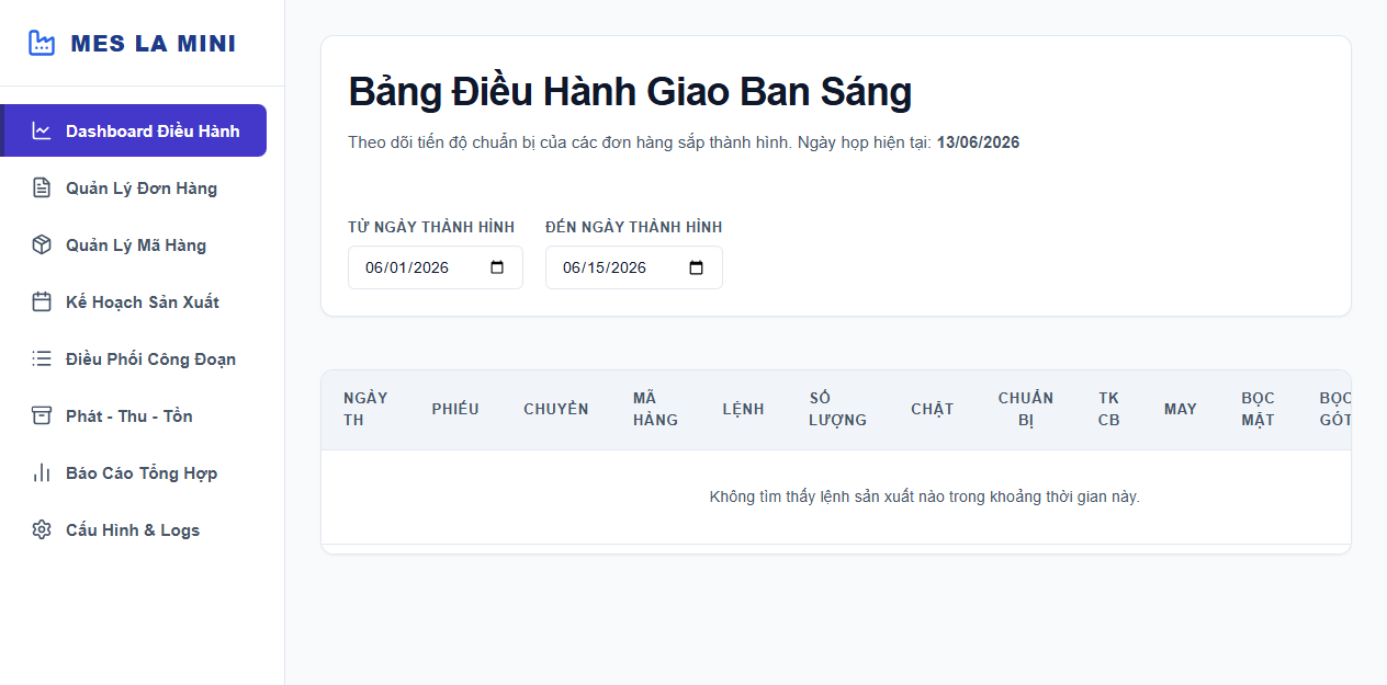 Hệ Thống Quản Lý Sản Xuất Nhà Máy May Mặc - React Dashboard
