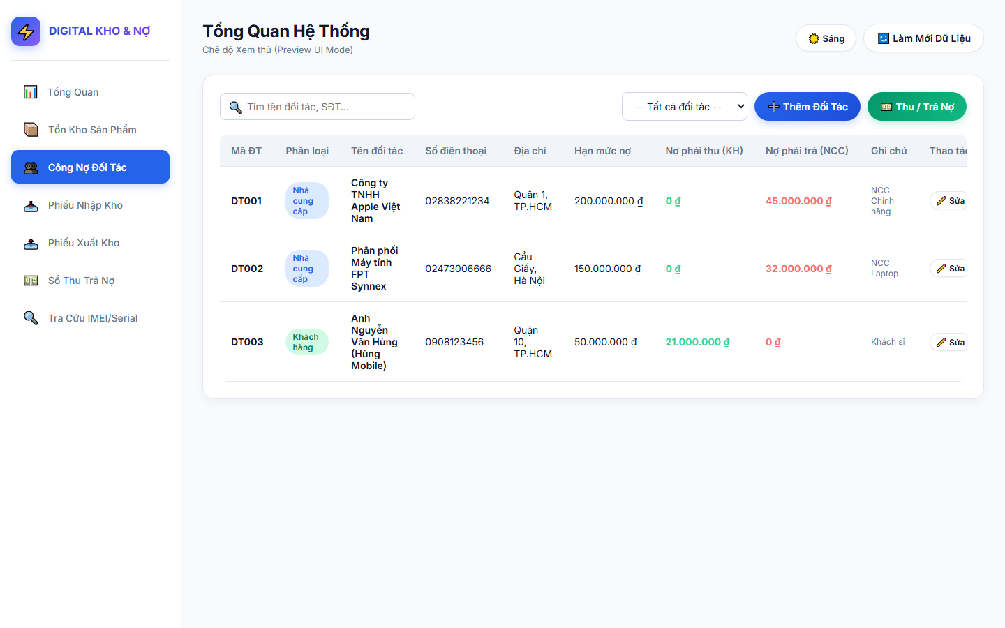 Công nợ đối tác
