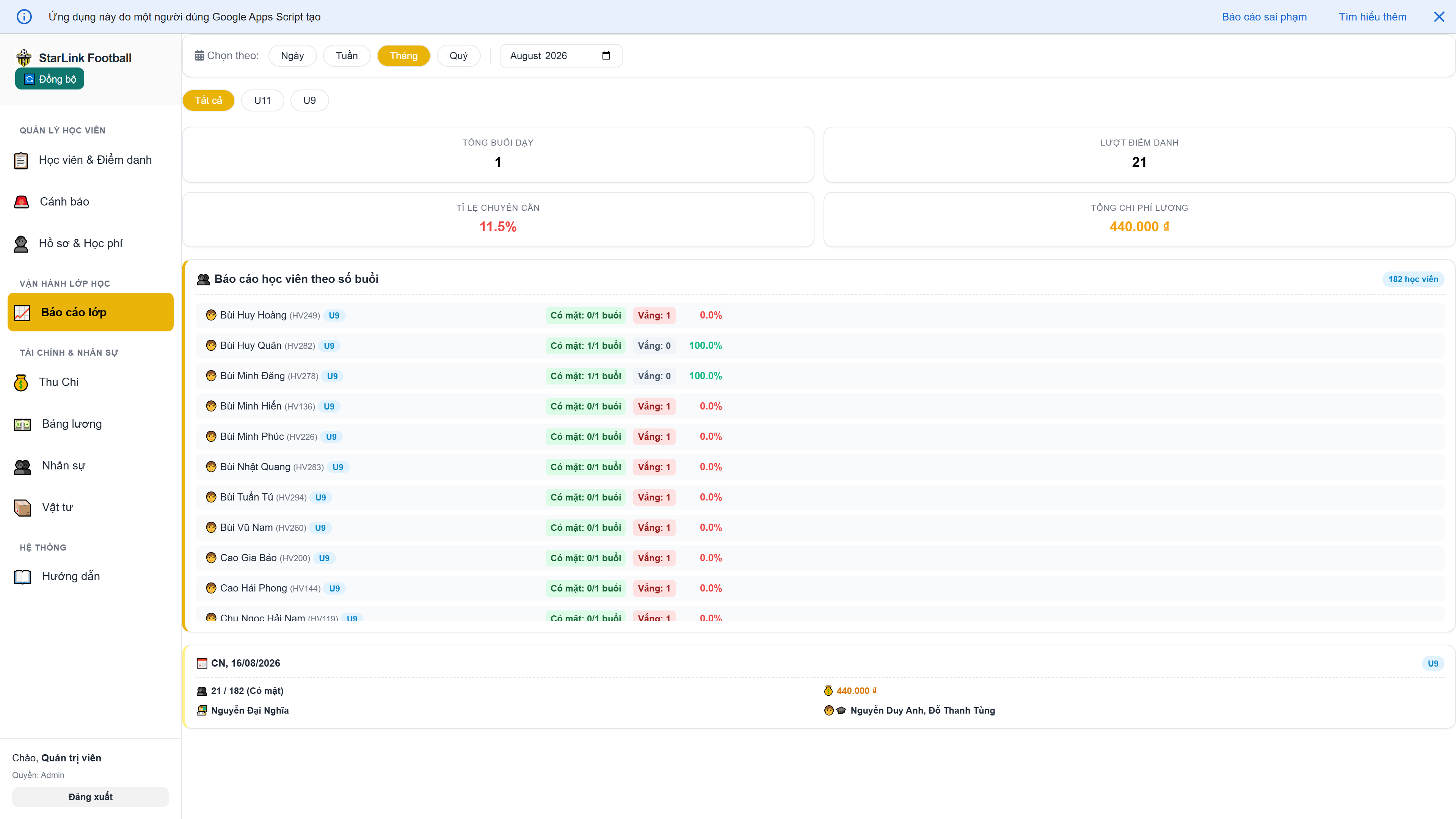 StarLink desktop - Báo cáo lớp học